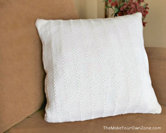 A pillow made from an old sweater