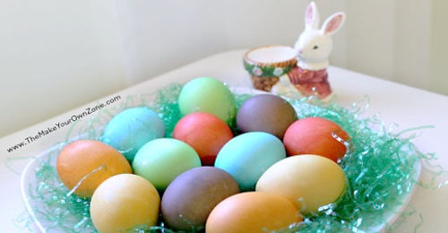 Colorful Easter eggs made using Kool Aid