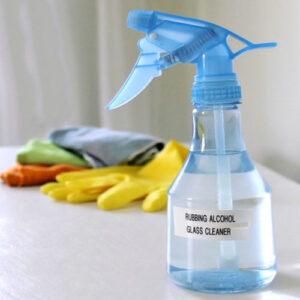 a spray bottle of homemade glass cleaner