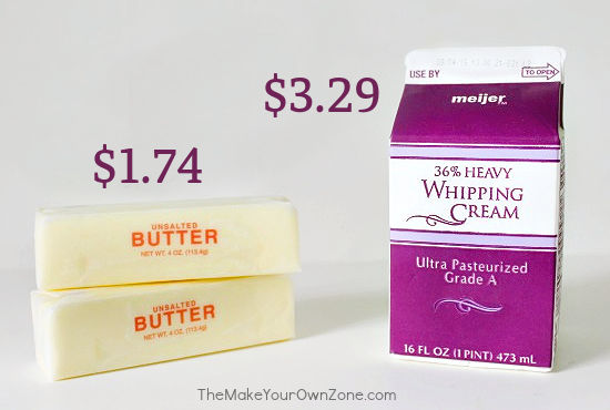 Ingredients to make homemade butter