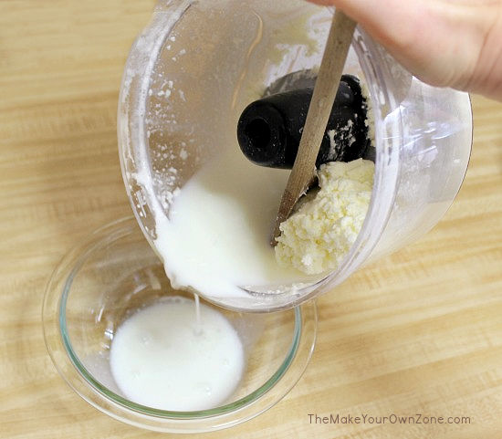 making homemade butter in a food processor