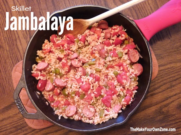 Skillet Jambalaya with homemade cajun seasoning