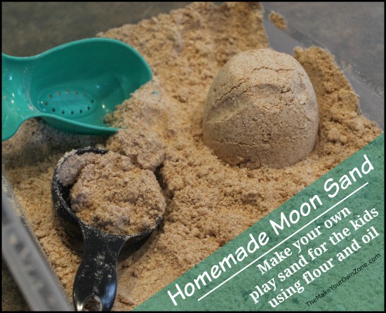 Make your own play sand (moon sand) - easy to do with just flour and oil!