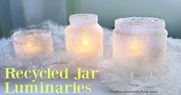 luminaries made with recycled jars and epsom salt