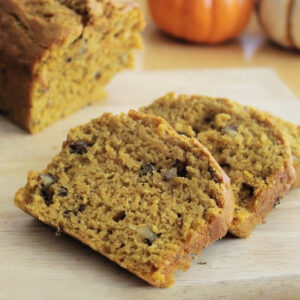 slices of homemade pumpkin nut bread