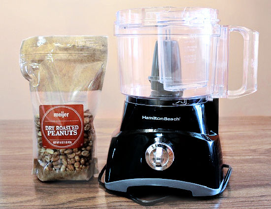 supplies for making homemade peanut butter