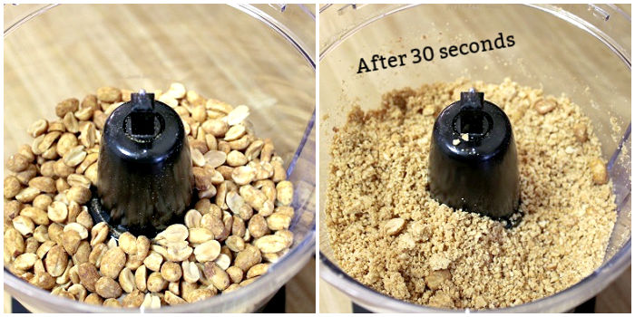 making peanut butter in a food processor