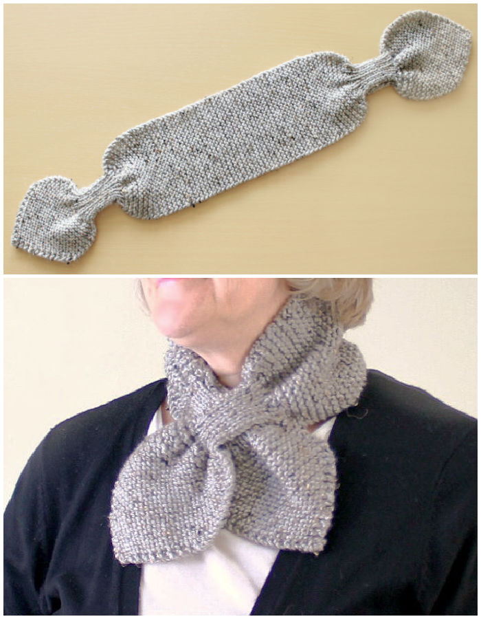 A homemade bow-tie keyhole scarf