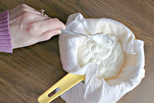 making homemade yogurt cheese