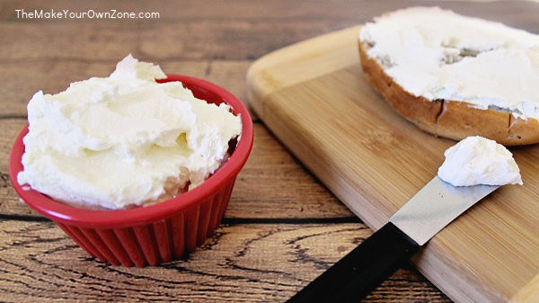 A bagel and homemade cream cheese