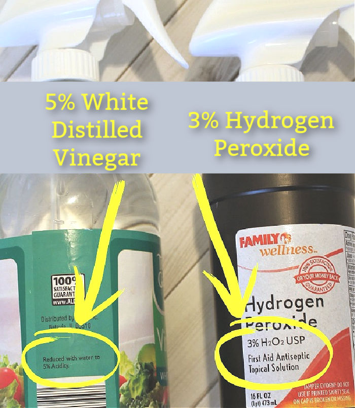 vinegar and peroxide bottles
