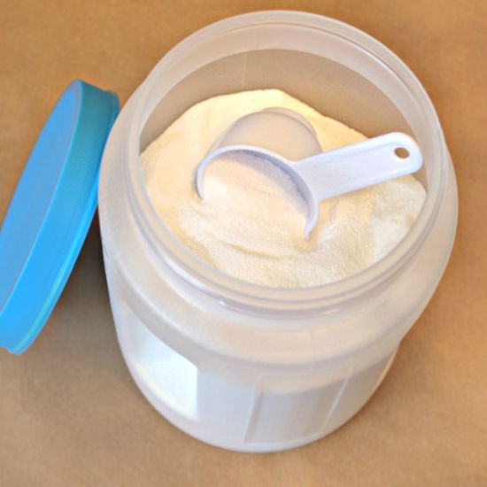 A container of homemade laundry soap