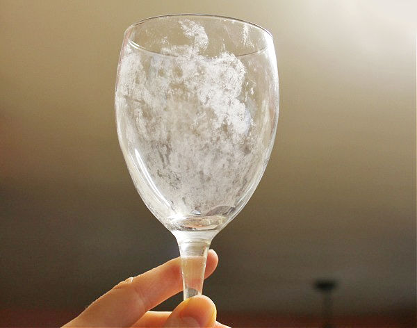 A glass with cloudy residue