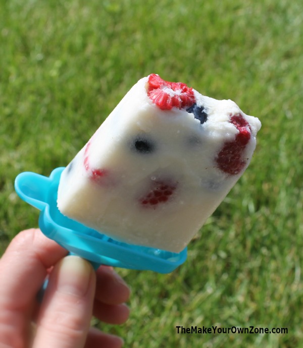 Milk and Honey Berry Popsicles | Healthy ingredients with a patriotic theme!