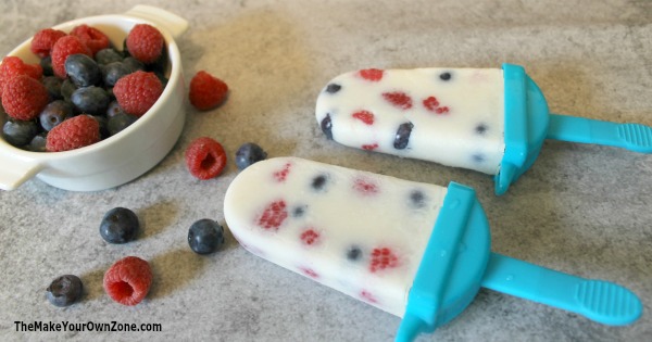 Milk and Honey Berry Popsicles - Fresh ingredients in Red, White & Blue!