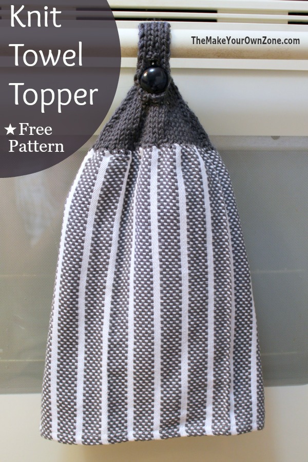 Free Knitting Pattern - Knit these quick and inexpensive towel toppers using Dollar Store dish towels and your leftover yarn