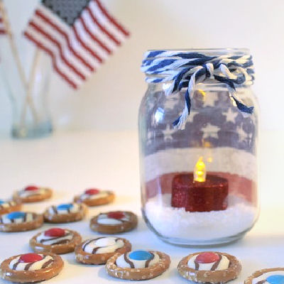 Red, white, and blue jars and treats