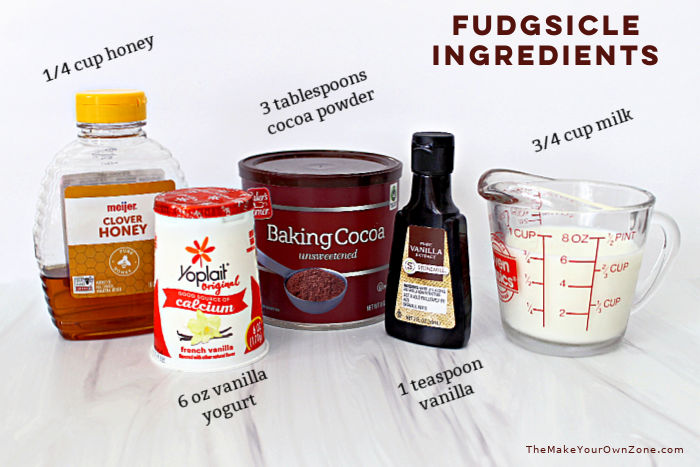Ingredients to make homemade fudgesicles