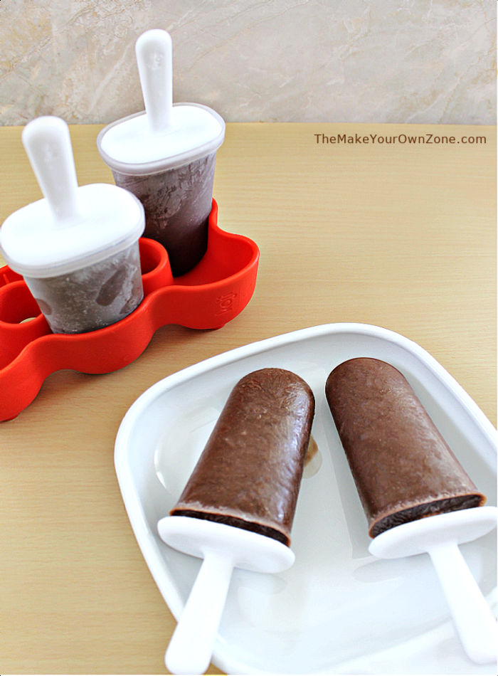 Homemade fudge pops removed from the mold