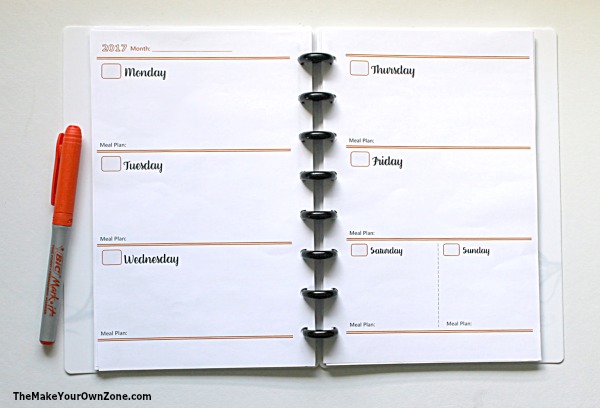 planner page