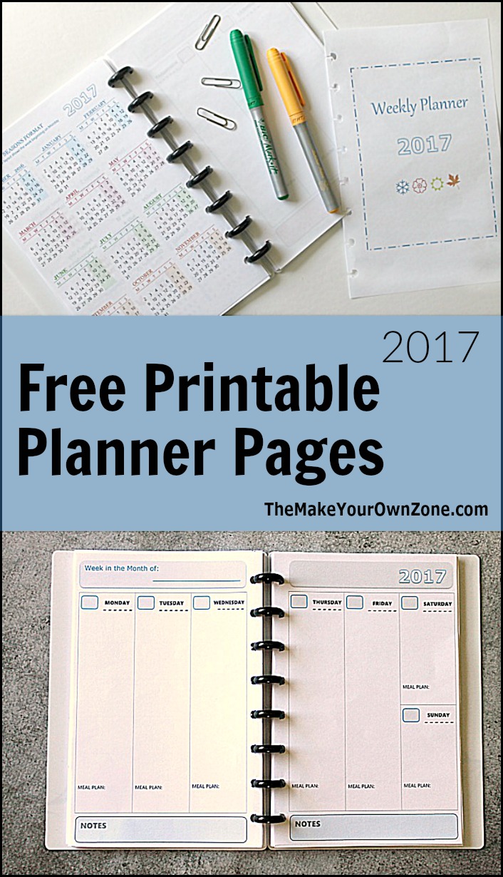 2017 Free Printable Planner Pages The Make Your Own Zone