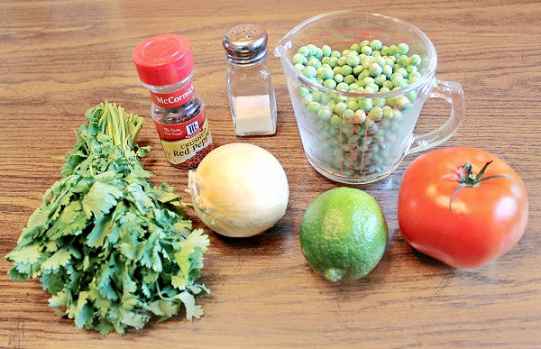ingredients for pea guacamole