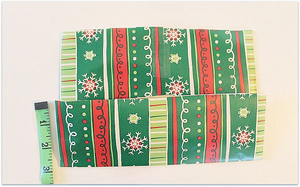 folding gift wrap to make a gift bag