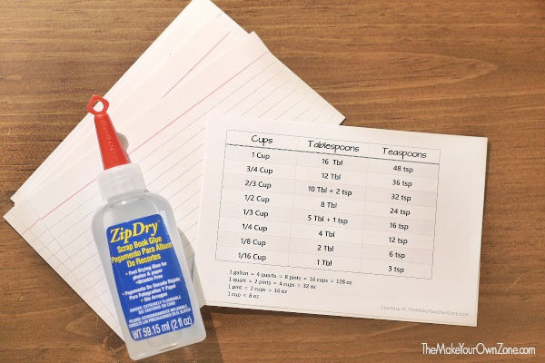 A homemade measurement chart