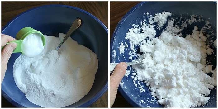 Make your own play snow with two simple household ingredients