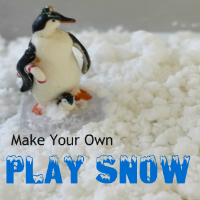 Make your own play snow with two simple household ingredients