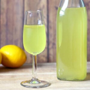 a glass of homemade limoncello