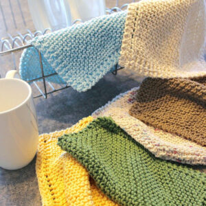 A group of diagonal knit dishcloths