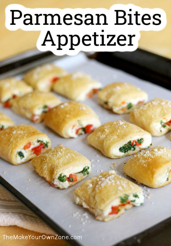 parmesan bites appetizer on a sheet pan