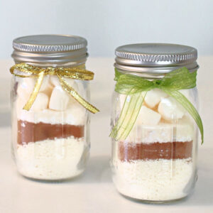 mini layered jars with homemade hot chocolate