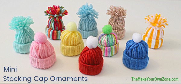 Easy Yarn Craft - Mini Stocking Cap Ornaments - A fun kids craft too!