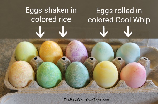 How to dye Easter eggs using colored rice and colored Cool Whip