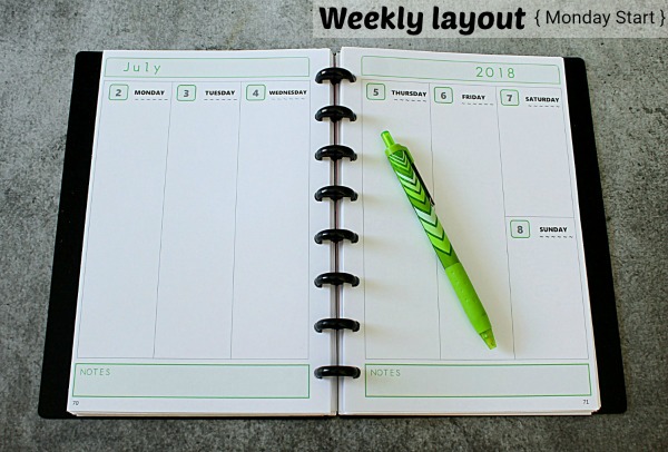 Complete dated planner - Week over two pages - printable