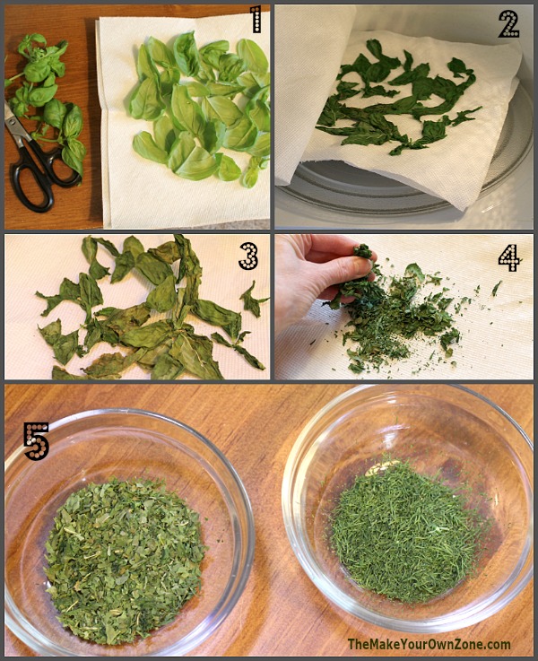 How to dry herbs in the microwave.  A great way to quickly dry herbs at home!