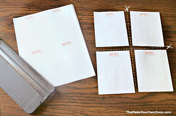 cutting paper for homemade notepads