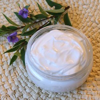 DIY lotion made with baby lotion, vitamin E cream, and Vaseline jelly cream