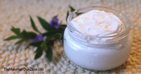 DIY lotion made with baby lotion, vitamin E cream, and Vaseline jelly cream
