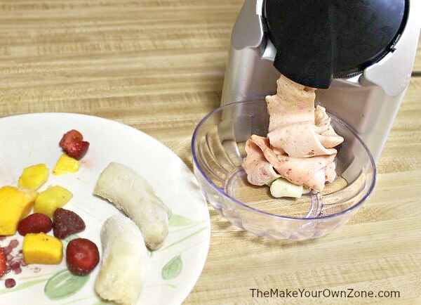 making ice cream with a Yonanas treat maker