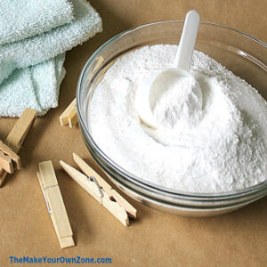 a bowl of homemade natural laundry soap made with no borax