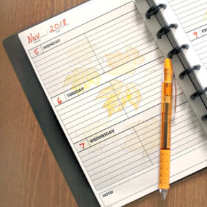 a printable planner page with a background image