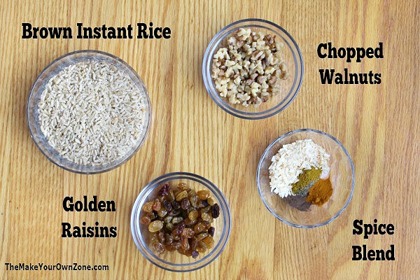 Ingredients for curried rice jar mix