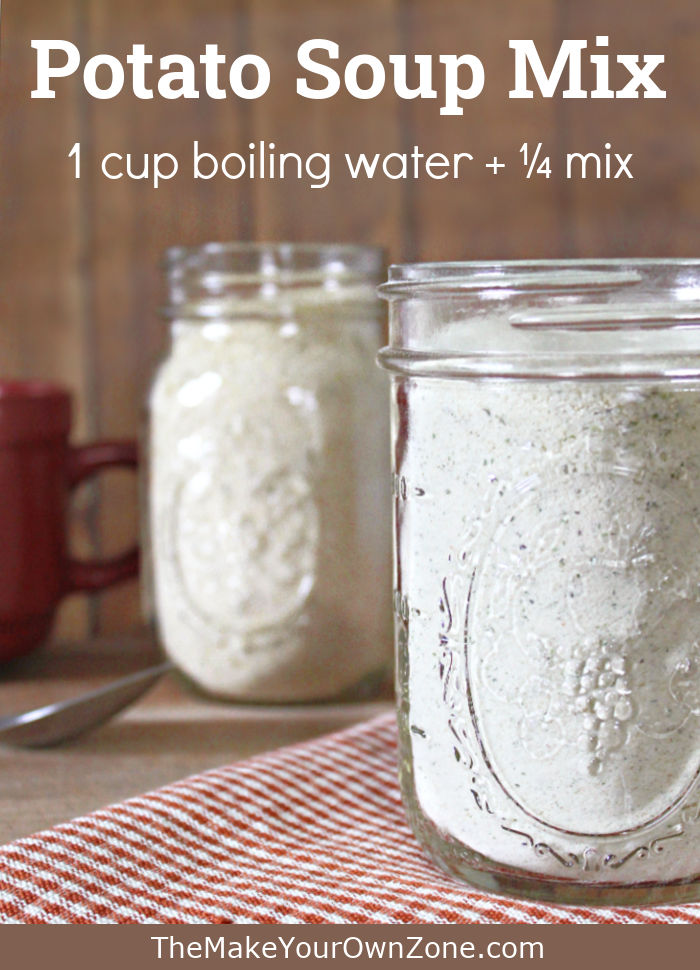 A jar of homemade potato soup mix