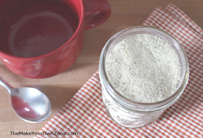 A jar of homemade potato soup mix