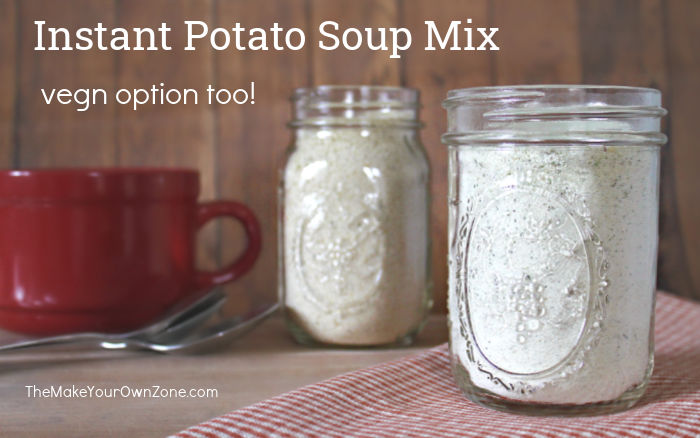 two jars of homemade potato soup mix