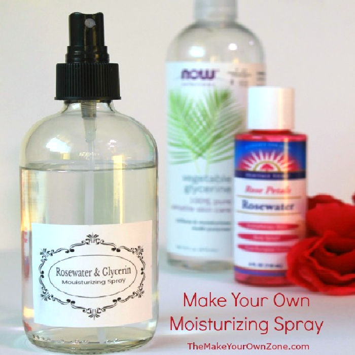 Homemade Rosewater Glycerin spray in a bottle