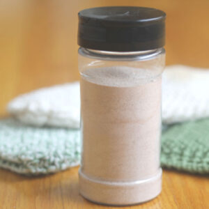 A jar of homemade cinnamon sink scrub